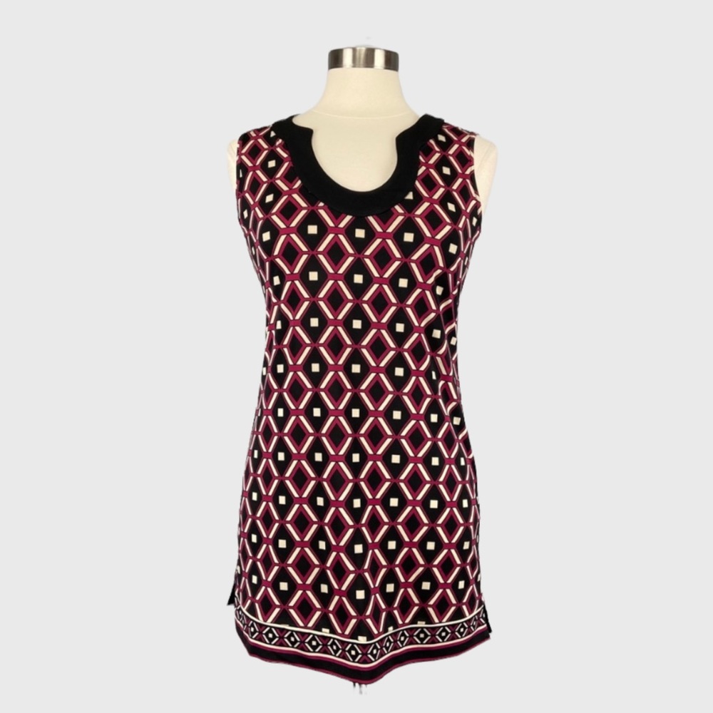 White House Black Market Womens Sleeveless Tunic Mini Dress Geo Print size XS
